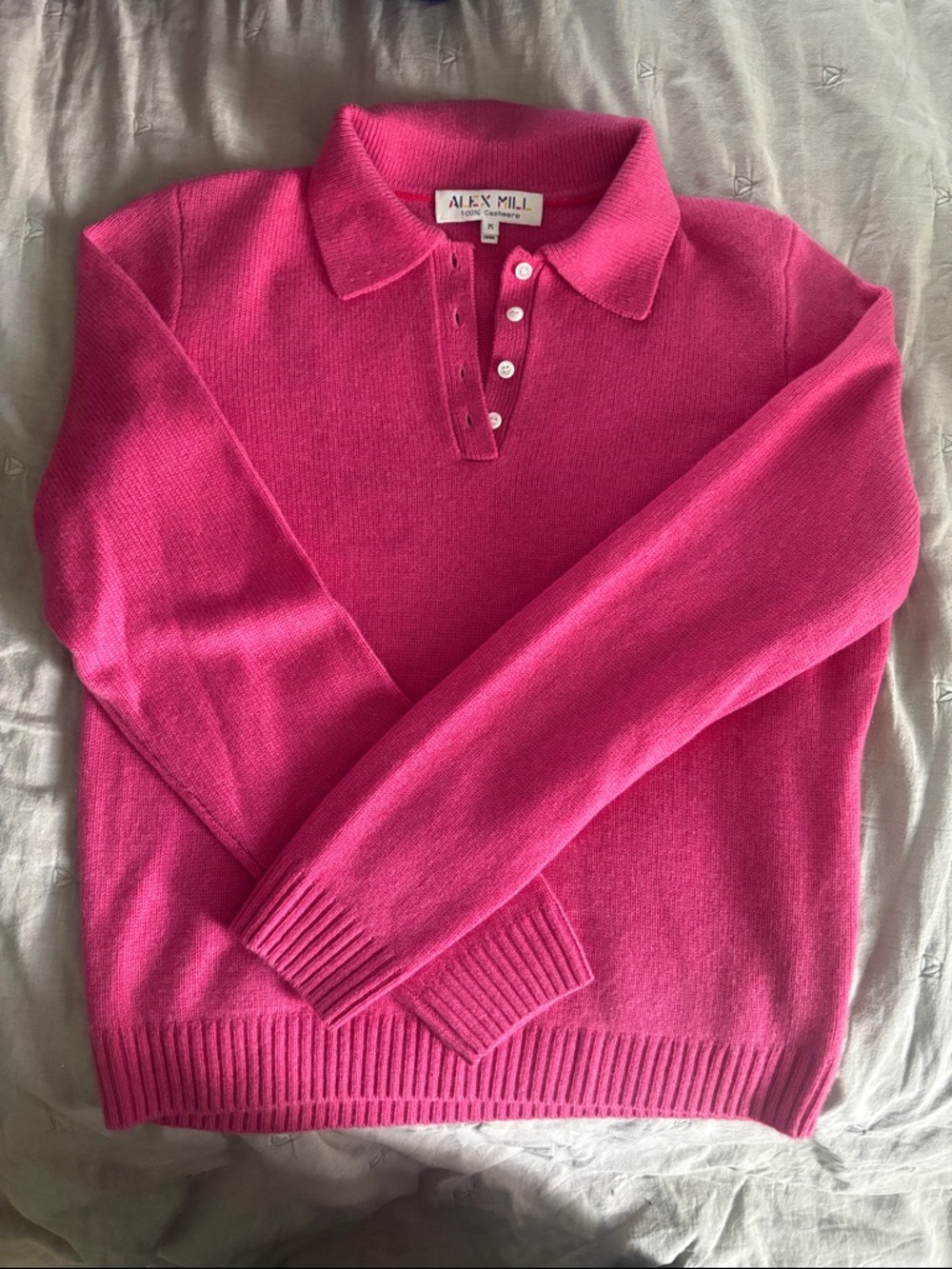 Alex Mill Hot Pink Polo Collar Cashmere Blend Sweater NWOT-never worn